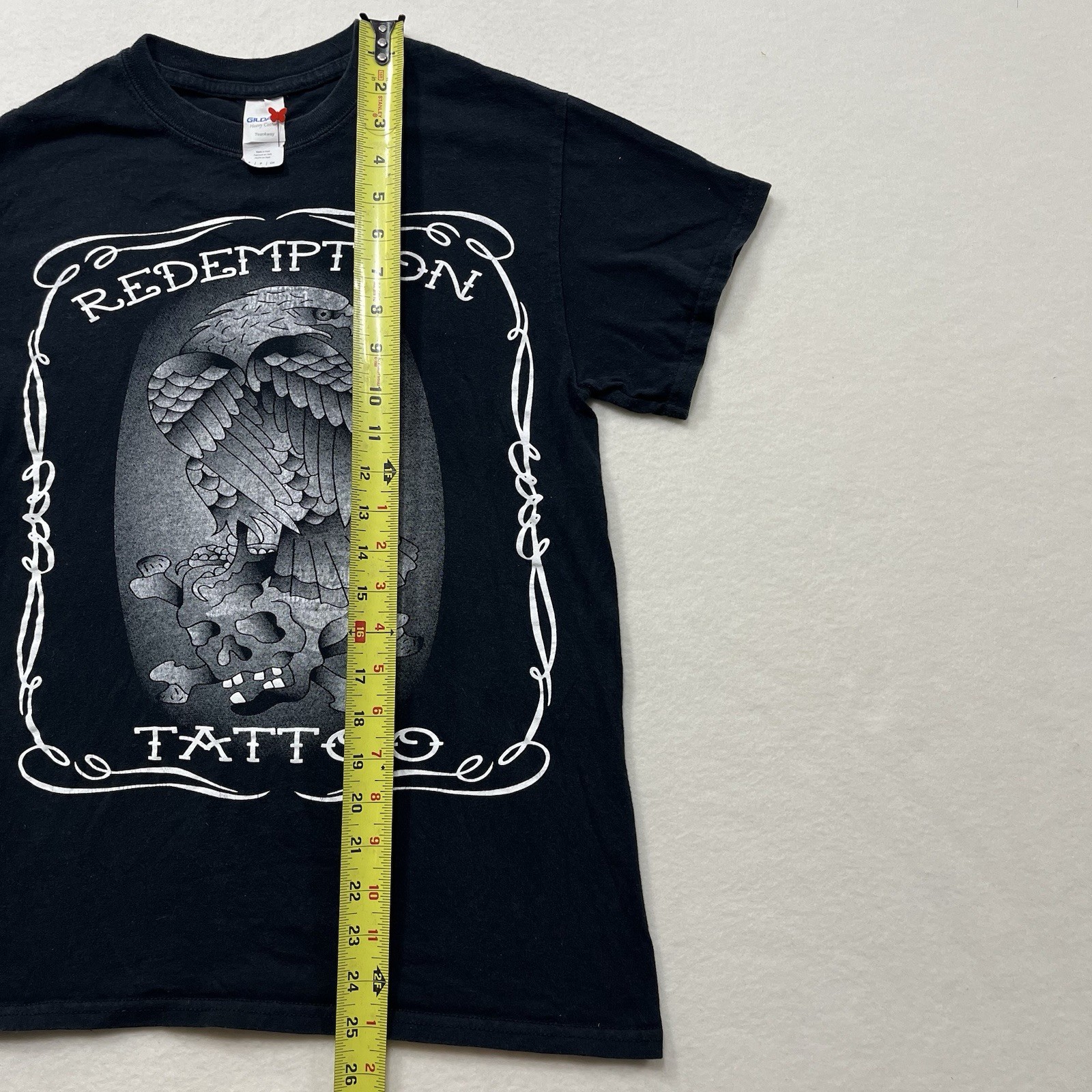 Mens Small Redemtion Tattoo Black T-Shirt Grunge Goth Punk Skull Eagle Gildan gallery