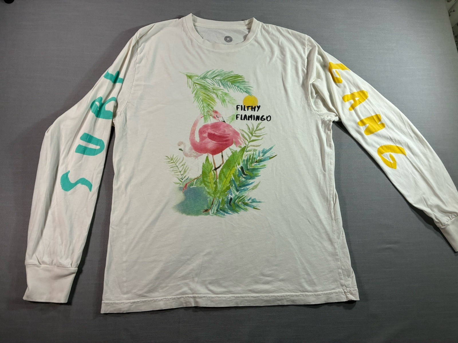 Surf Gang Flamingo Long Sleeve T Shirt Men’s Medium Graphic Streetwear Surf Tee