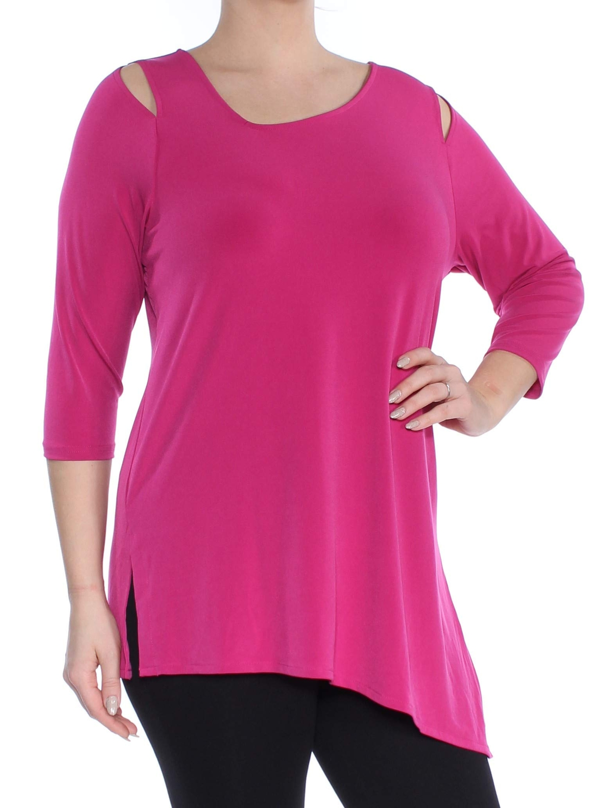 Alfani Cold-Shoulder Asymmetrical Top (Modern Berry, S) gallery