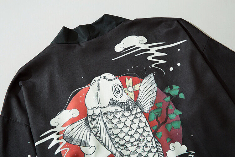 Niepce Streetwear Japanese Black Kimono Graphic Tee Samurai Short Sleeves Shirt gallery