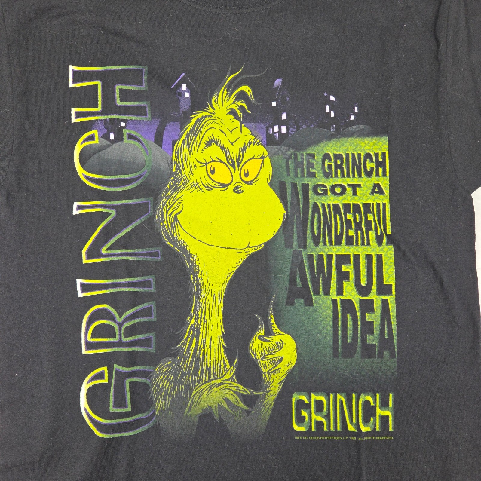 VTG 1999 Suess Wear "Grinch Got A Wonderful Awful Idea" Shirt Sz Lg NWT New Look gallery