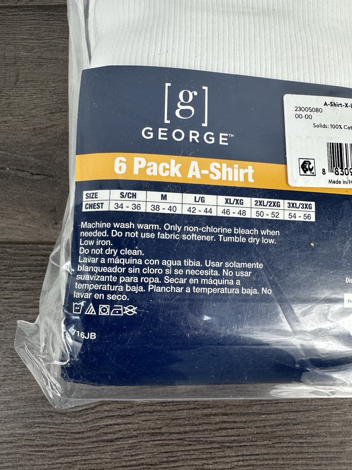 NEW! George Tag Free Comfort A-Shirt Men's, X-Large WHITE, 6-Pack, gallery