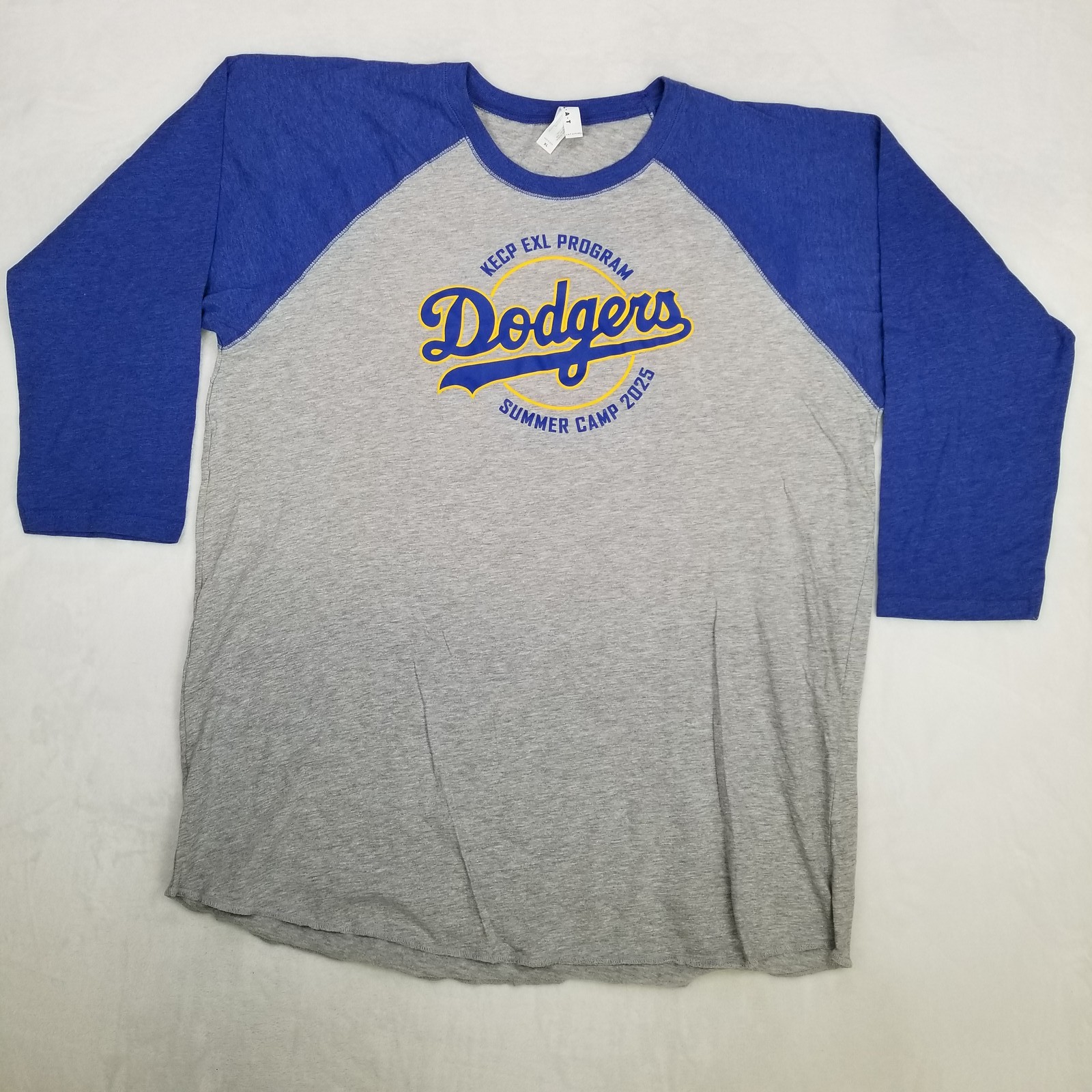 KECP L.A.T. Dodgers Summer Camp 2025 Mens XL Gray Blue Raglan 3/4 Sleeve T-Shirt