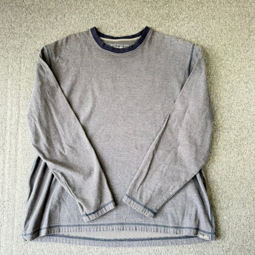 Eddie Bauer Mens XL Gray Long Sleeve Cotton Crewneck T-Shirt Contrast Stitching gallery