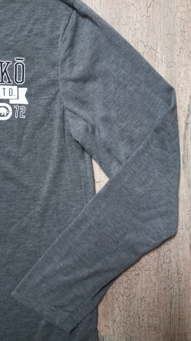 Ecko Shirt Men's Large Gray Crewneck Button Close Small Long Sleeve T-Shirt gallery