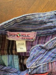 SHOPOHOLIC Patchwork Colorful Cotton Shirt XXL hand painted hippie inspired mens