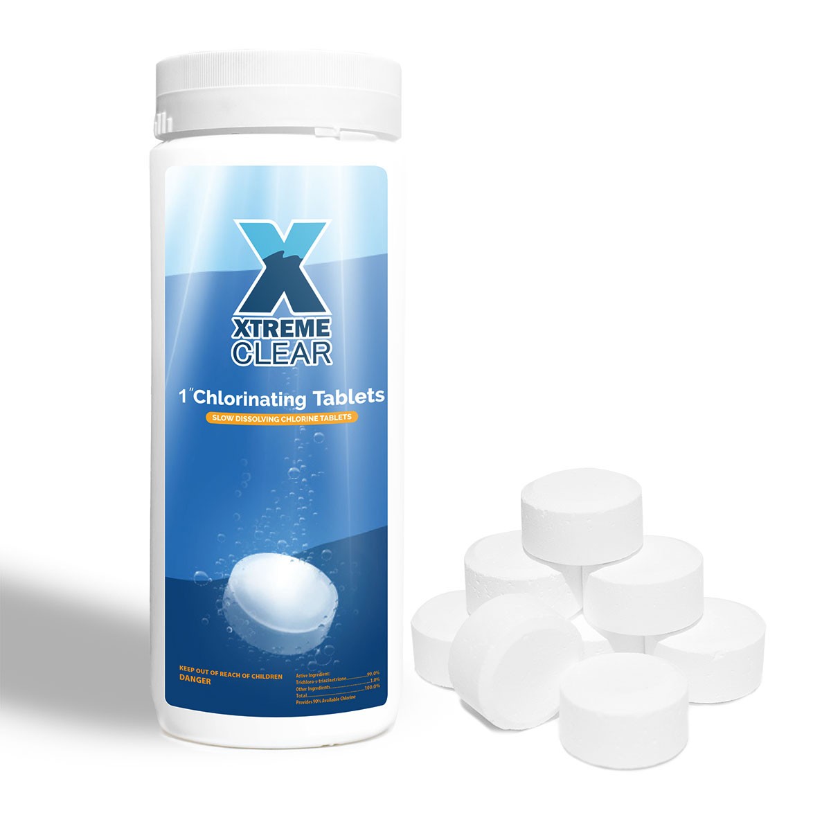 XtremeClear 1″ 99% Trichloro Stabilized Swimming Pool Chlorine Tablets 1×1.5lbs