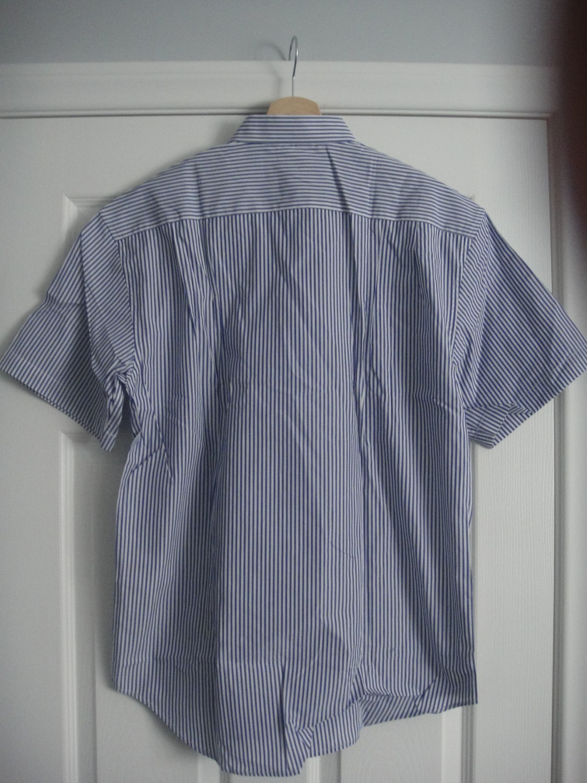 COMME des GARCONS Play Men's Short Sleeve Shirt Blue Color RED Heart Size L ,NWT gallery