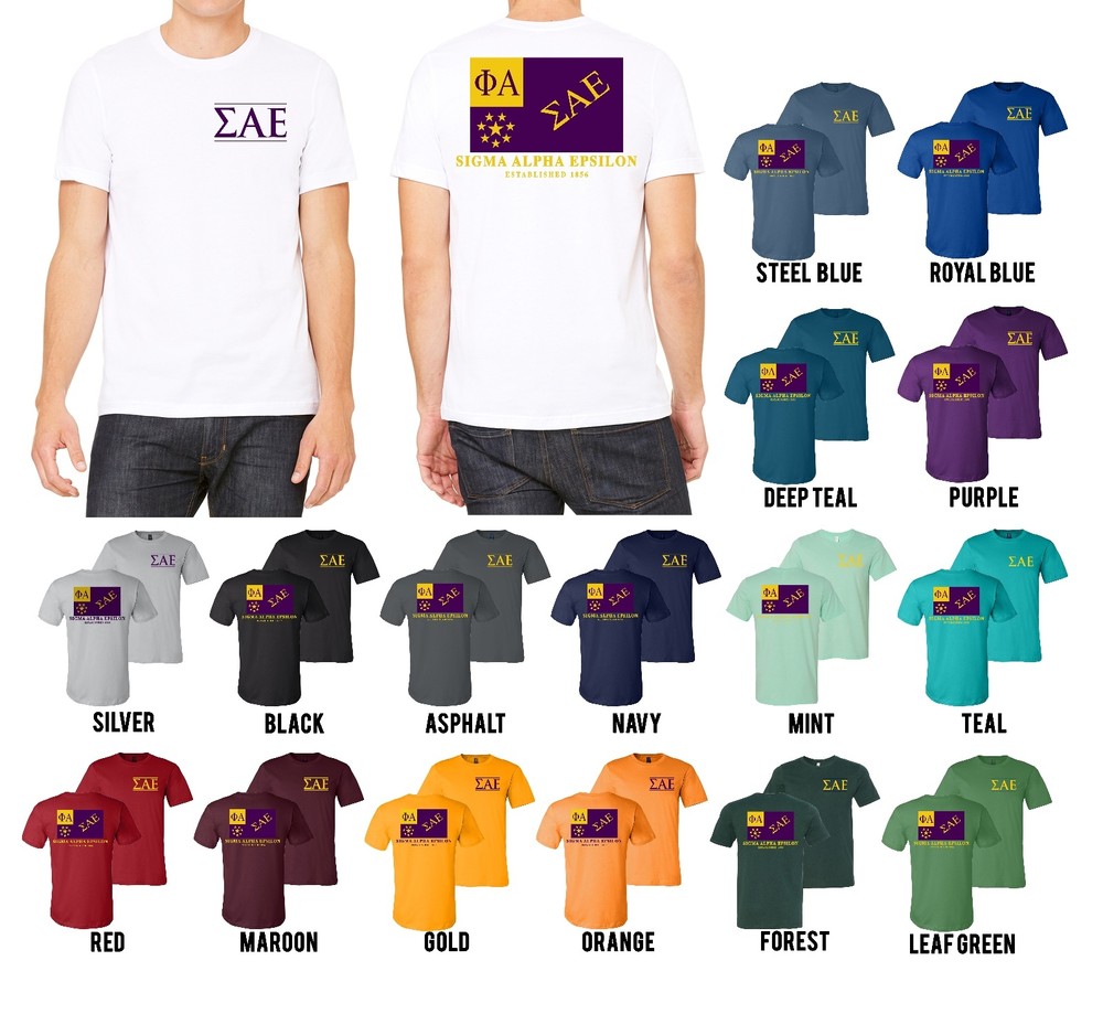 Sigma Alpha Epsilon Fraternity Flag Bella+Canvas SAE Shirt – NEW