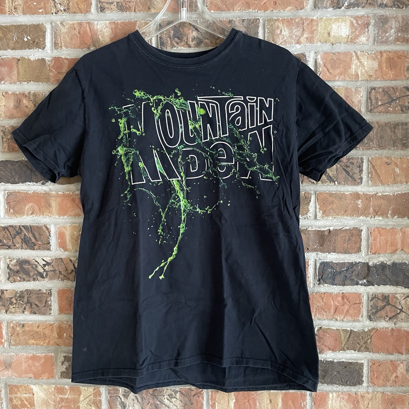 Mountain Dew Shirt Black T Shirt Mens Size Medium * Marked Large See Measurement gallery
