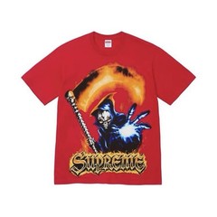 Supreme Men’s Red Grim Reaper Graphic Print Crew Neck Cotton T-Shirt Size M