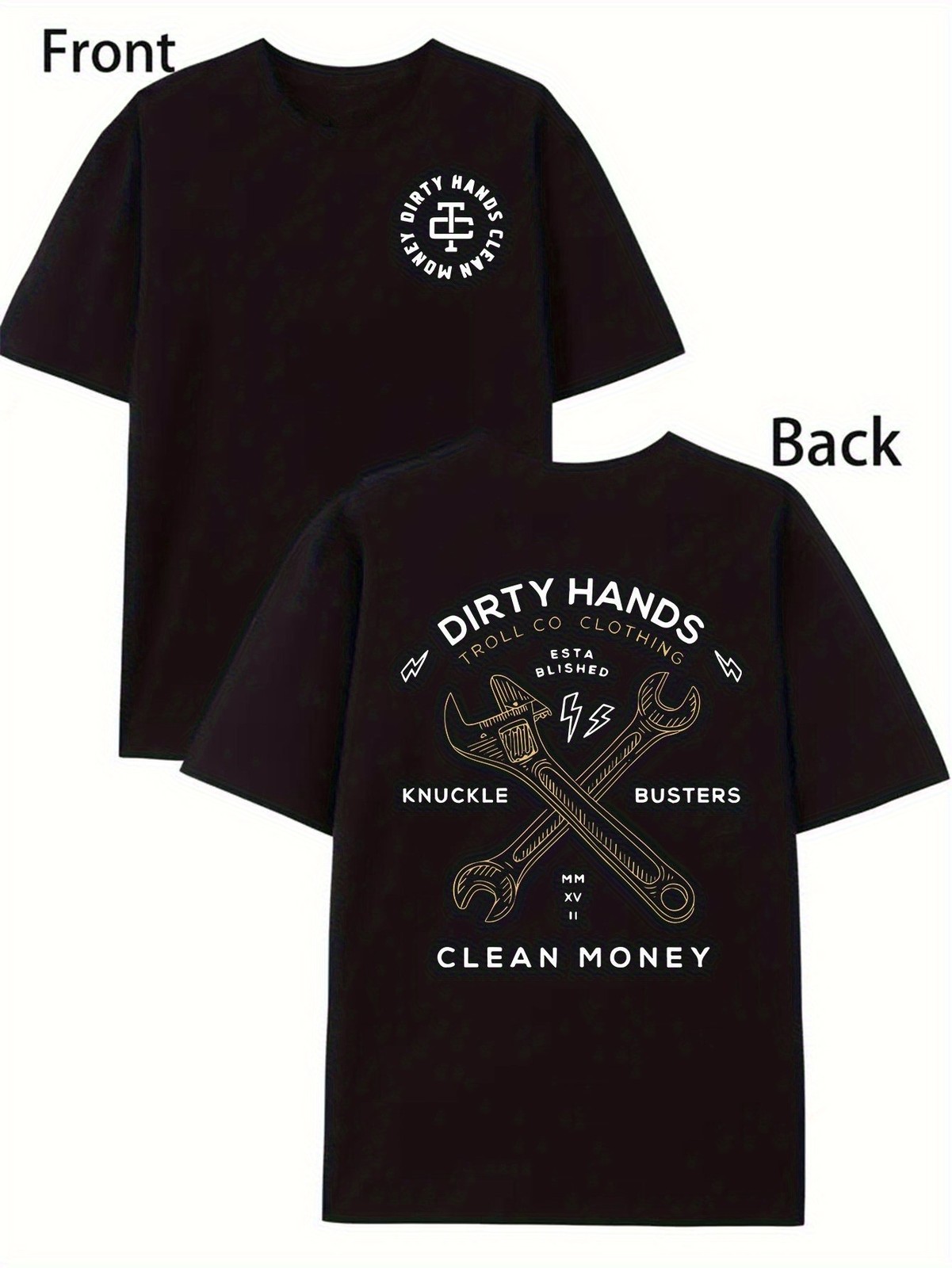 Dirty Hands, Clean Money, Double-sided Letter Print, Gift, Graphic Print T-shi gallery