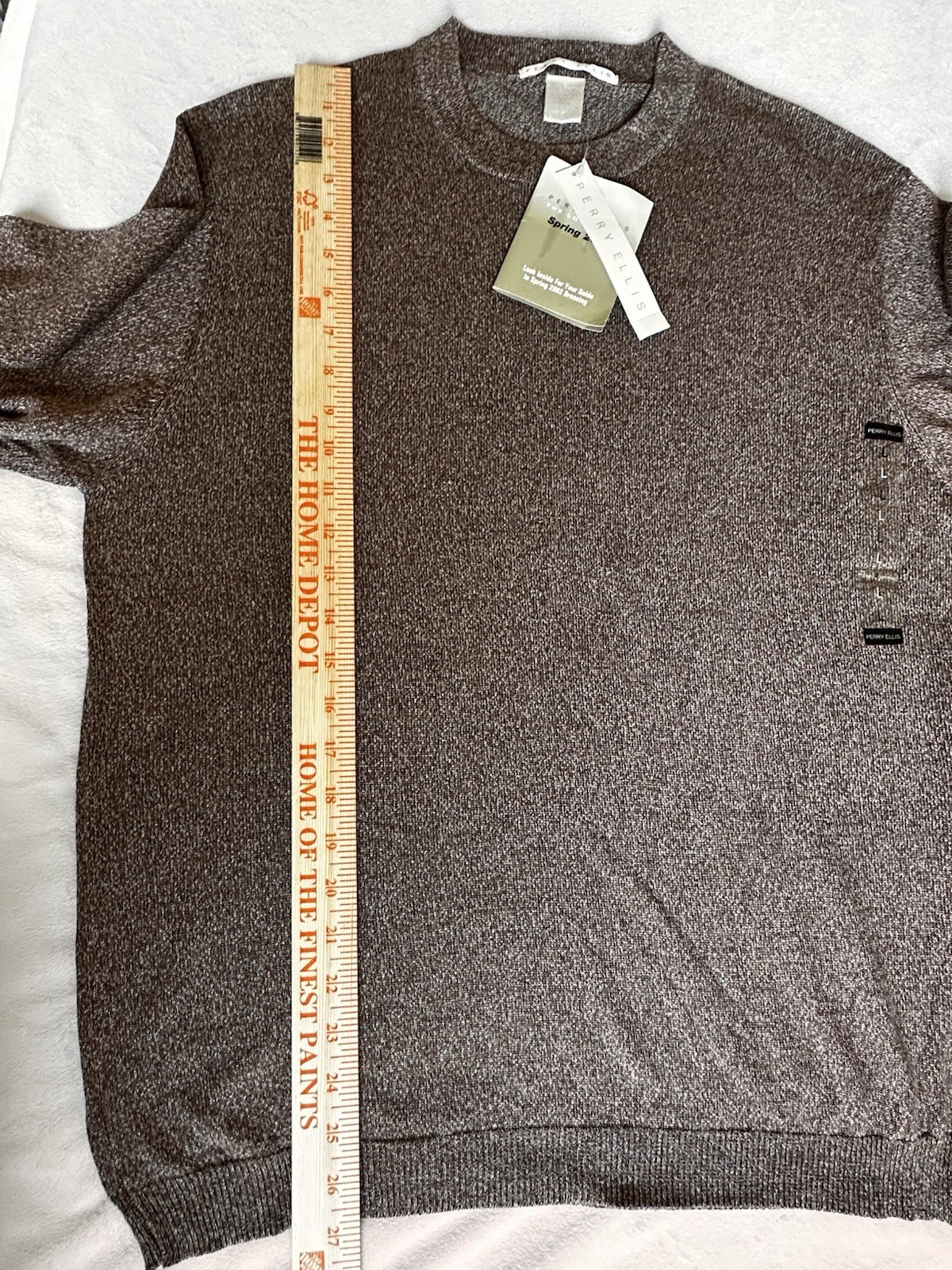 Vintage NWT Perry Ellis Brown 80% Silk Short Sleeve Shirt - Men’s Large gallery