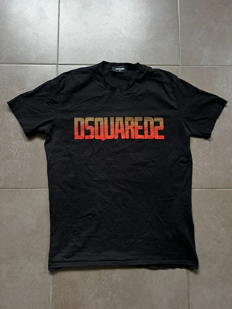 Dsquared2 Men’s Black Graphic Logo T-Shirt Cool Fit Size Medium