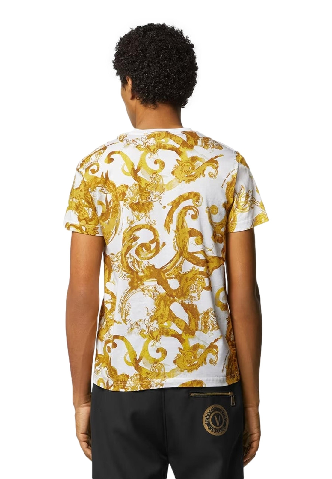 NWT VERSACE JEANS COUTURE WHITE/GOLD T-SHIRT WITH BAROQUE PRINT 76GAH6S0 JS287 gallery