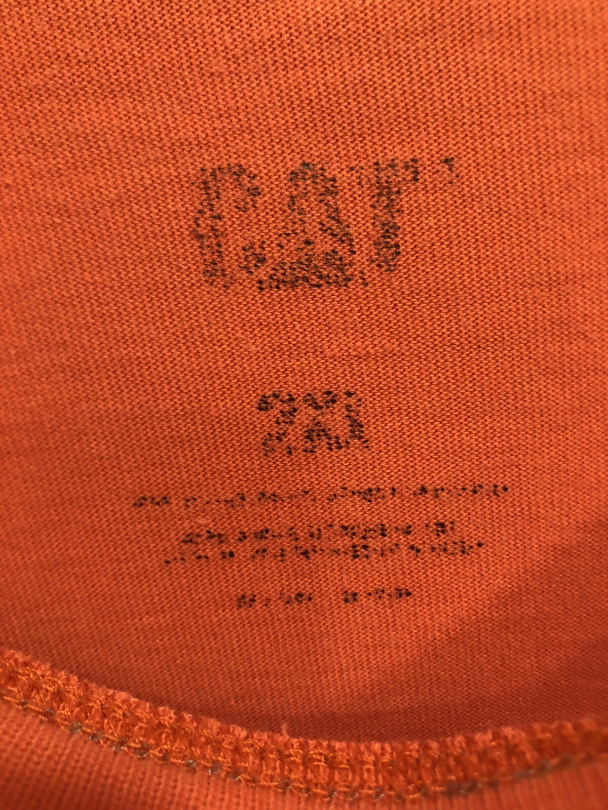 CAT Caterpillar Men's Short Sleeve Tshirt Spellout Logo Orange Size 2XL gallery