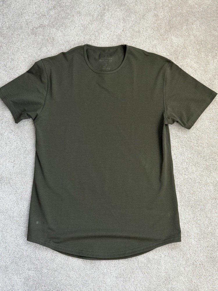 BYLT Shirts Men L Forest Green Drop Cut S/S Lux Premium Basics Crew Neck