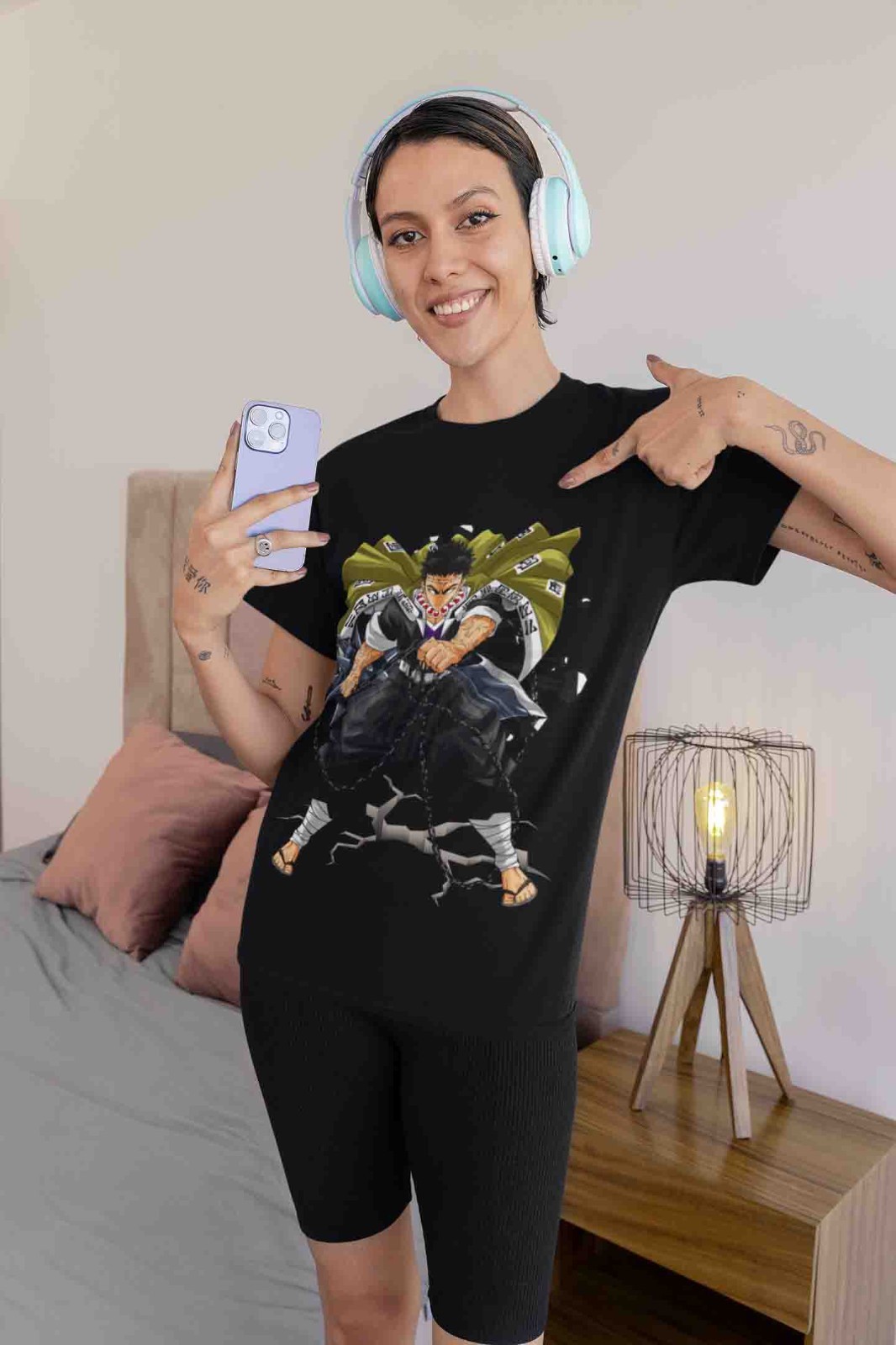 Demon Slayer Shirt Gyomei Himejima T-Shirt Tanjiro Stone Hashira Tee Muzan Top gallery