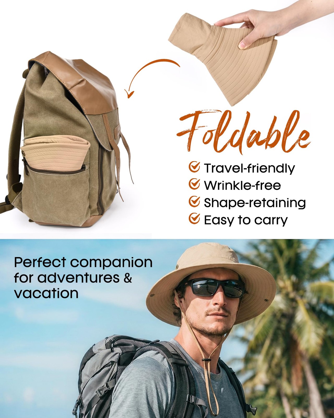 Sun Hat UPF 80+ Foldable Wide Brim Outdoor Hiking Beach Summer Hat for Travel gallery