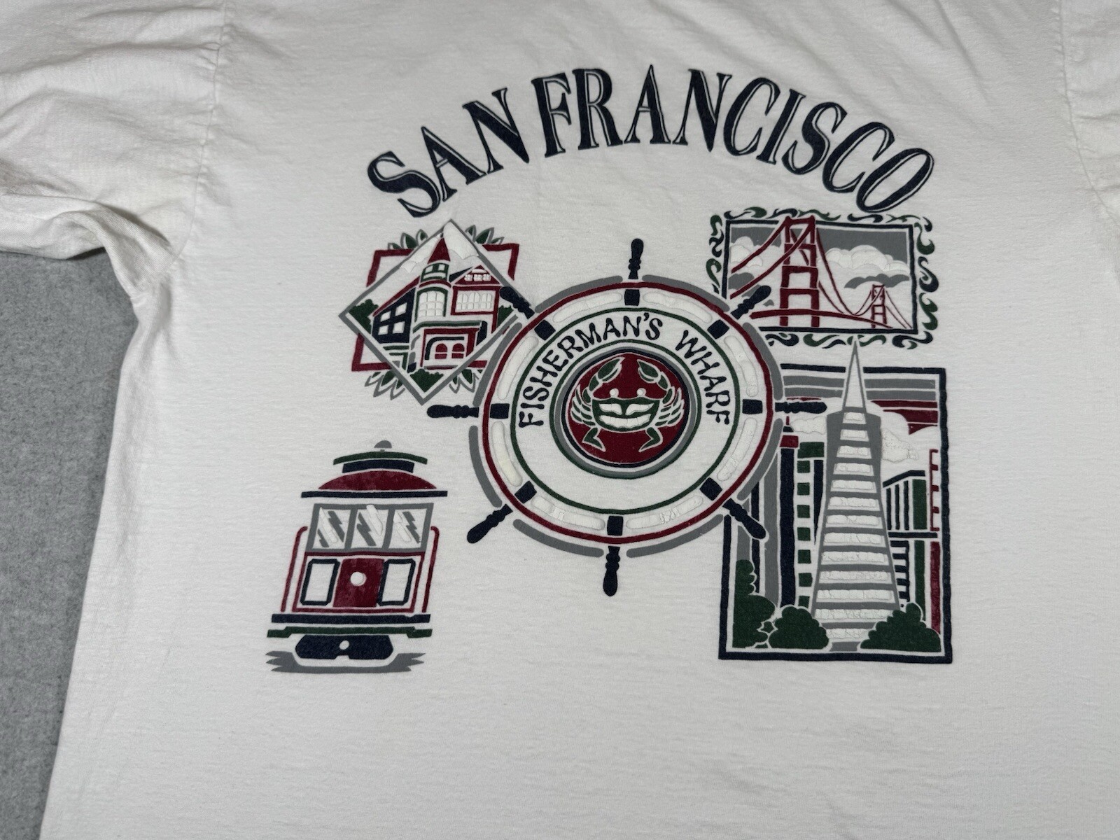 San Franscisco Shirt Adult Large White Fisherman Wharf California Ocean Beach gallery