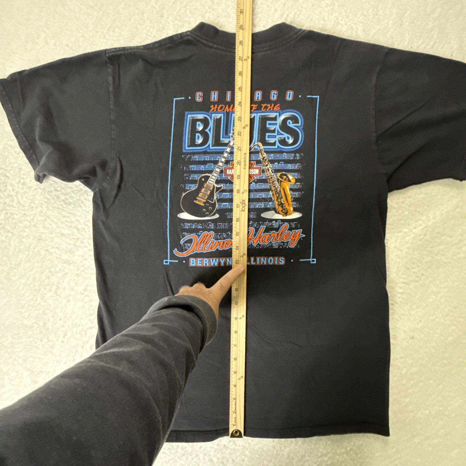 Vintage Harley Davidson Chicago Home of the Blues T Shirt Holoubek Large USA gallery