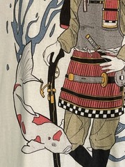 POPKILLER, SCI FI GIRL KOI SAMURAI, Classic Tee, Very Pale Yellow, NWOT