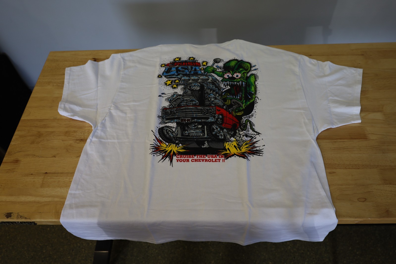 Men's Ed Big Daddy Roth Rat Fink Chevy Cruisin USA White Cotton T-Shirt M-3XL gallery