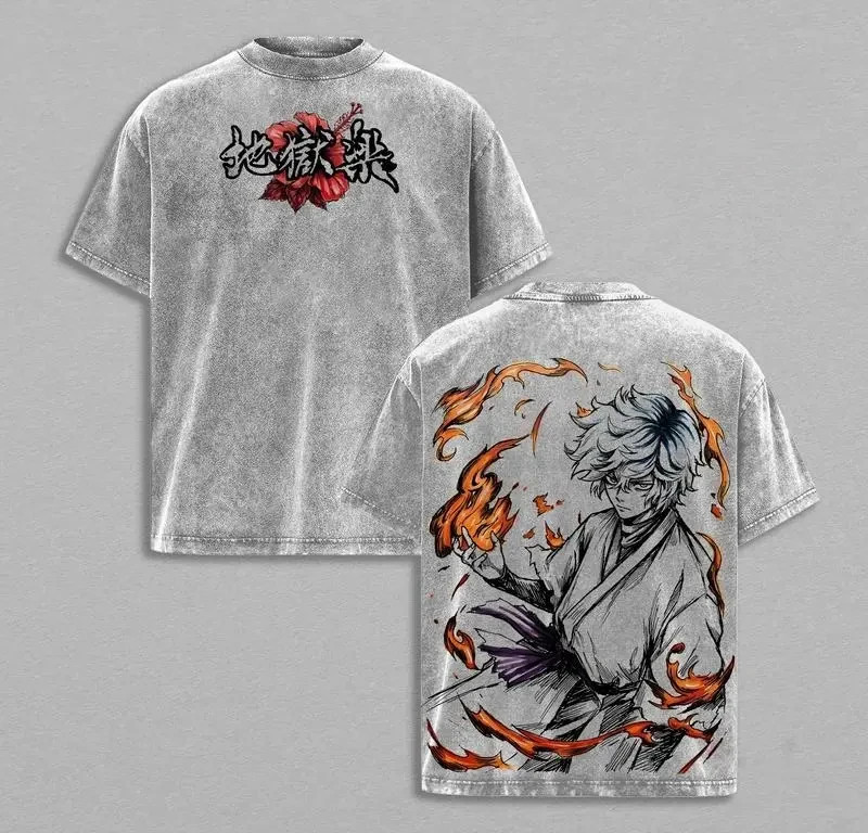 Gabimaru Hell’s Paradise Anime T-Shirt, Fire Jutsu Assassin Illustration Graphic