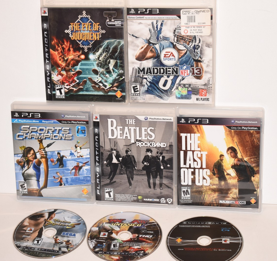 8 Lot The Last of Us Beatles Rockband Sports Champions Madden 13 Eye of Judgment