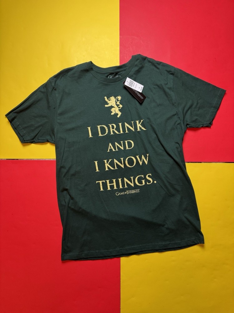 Game Of Thrones Drink & I Know Things T SHIRT Tyrion Lannister XL authentic NEW