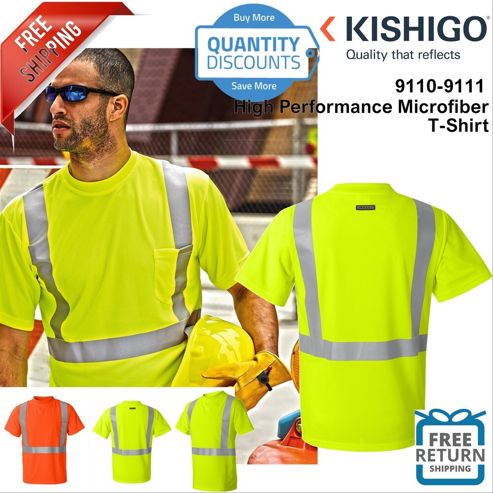 Kishigo High Performance Tee T Shirt Hi-Vis PPE Reflective 9110 Up To 5XL gallery
