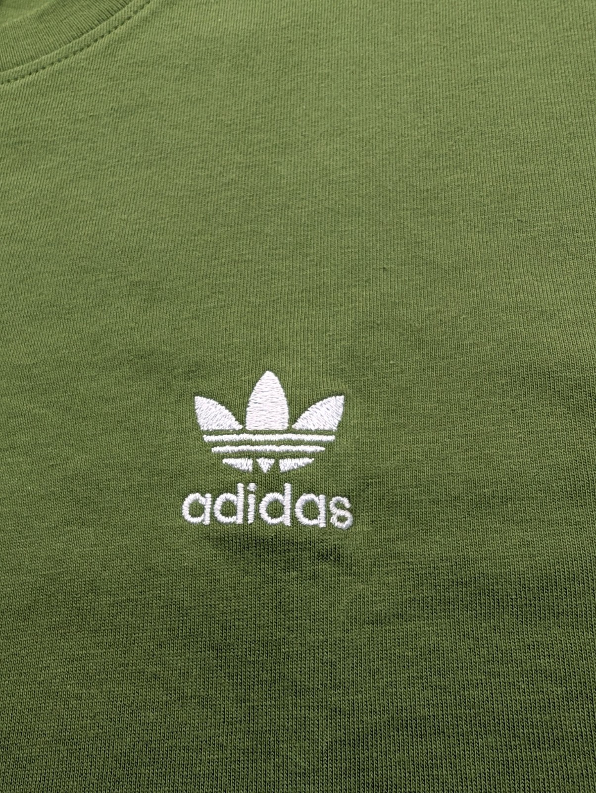 New Adidas Trefoil Essentials Tee Shirt Mens Size Large Tech Olive TShirt gallery