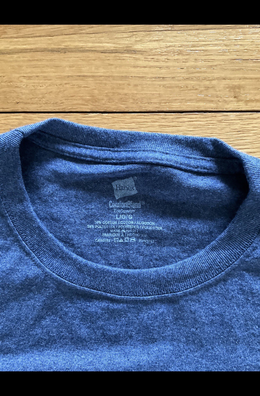 Hanes ComfortBlend EcoSmart Blue Crew Neck Short Sleeve Men's T-Shirt Size L gallery
