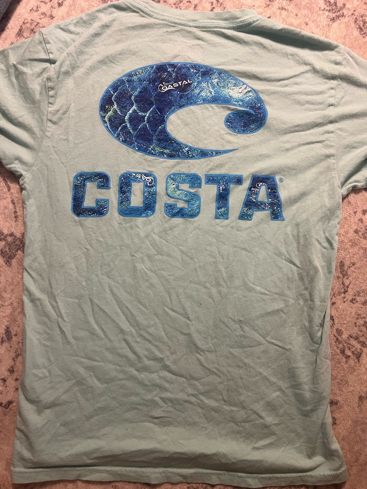 Costa Men's S Green Graphic Logo Crew Neck Short Sleeve Cotton Knit T-Shirt gallery