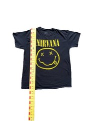 Nirvana Iconic Smiley Face Logo T-Shirt Men’s L Black Yellow 90’s Grunge