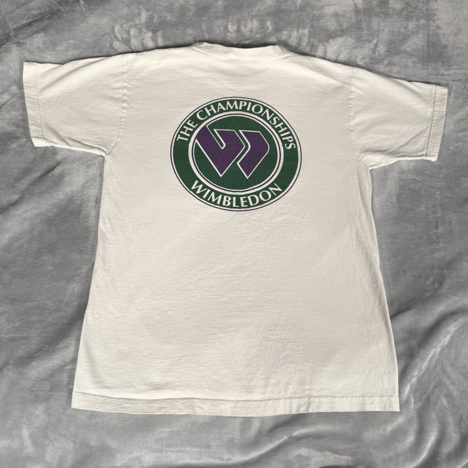 Vintage Wimbledon Tennis T Shirt Mens M Slim Fit Cropped Made In USA 90s gallery