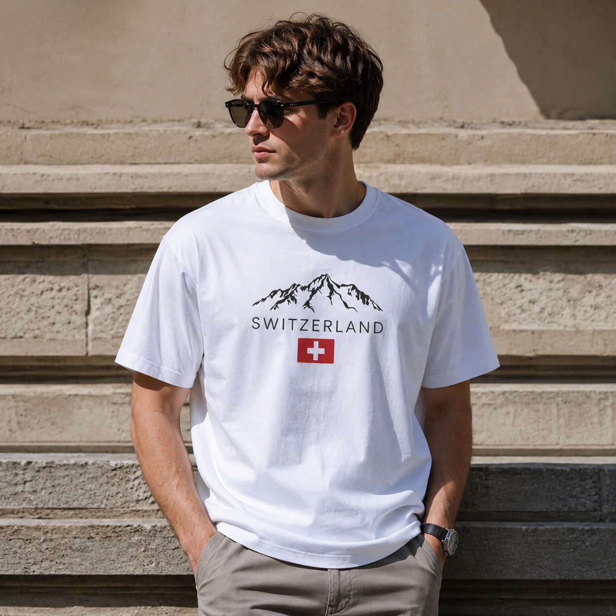 Switzerland Alps Mountain Graphic T-Shirt Swiss Flag Travel Adventure Tee gallery