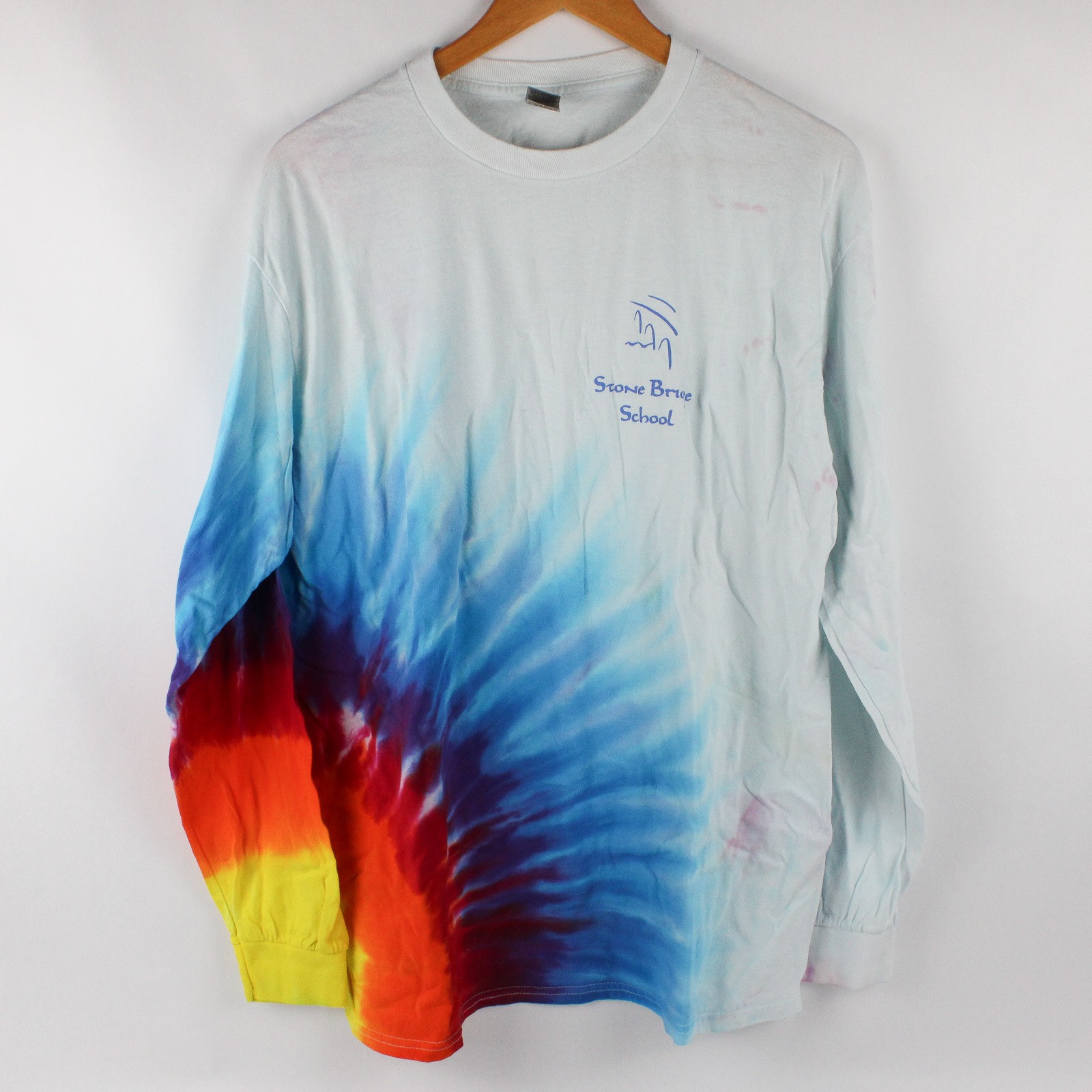 Gildan Stone Bridge School Tie-Dye Crew Neck Long-Sleeve T-Shirt Men’s Large