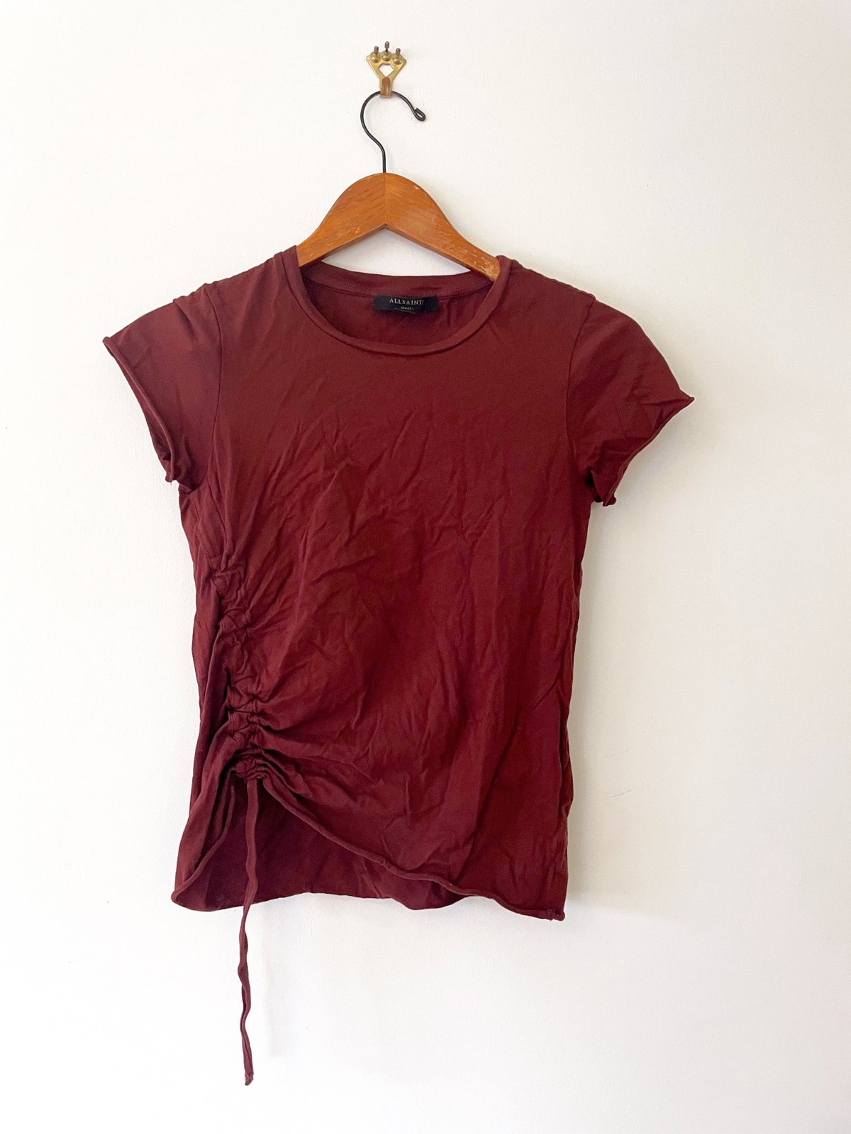 All Saints Oxblood Adjustable T-Shirt, Size Small gallery