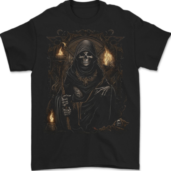 Gothic Grim Reaper Goth Heavy Metal Skull 8 Mens T-Shirt 100% Cotton gallery