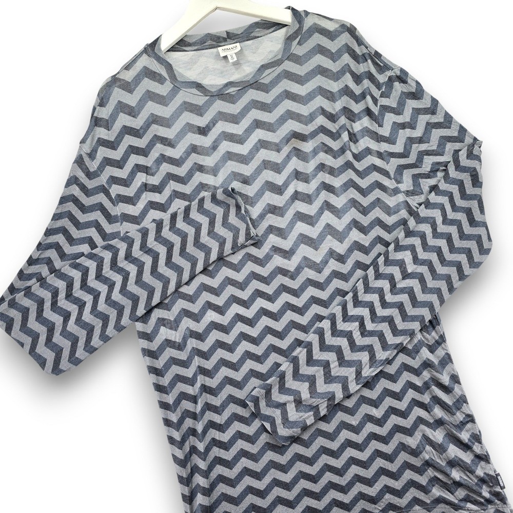 Armani Collezioni Mens Geometric Chevron Long Sleeve Lightweight Shirt