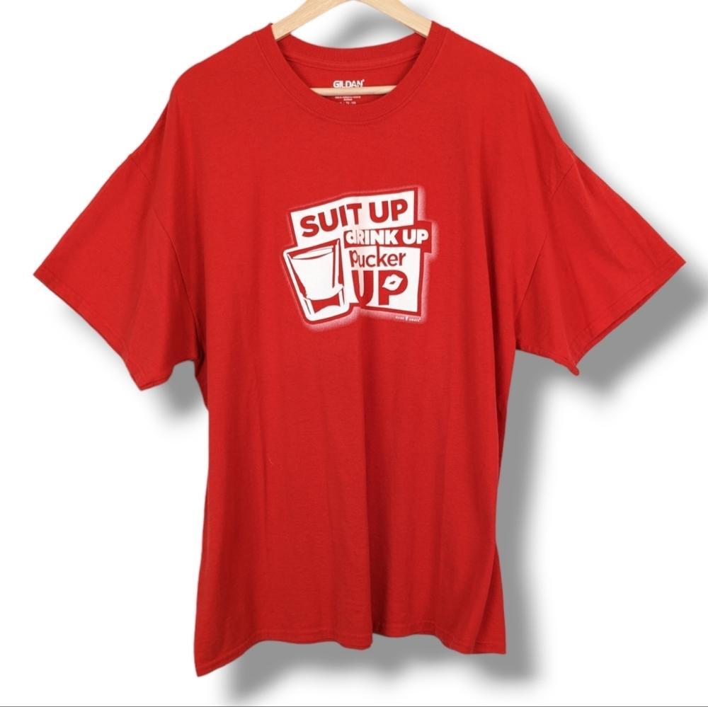 Pucker Up Schnapps Shot Drinking Shirt XL Red Dekuyper Drink Up