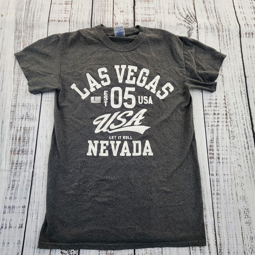 Las Vegas Nevada Let it Roll Gray Short Sleeve T-Shirt Men’s S