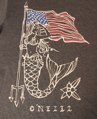 O’Neill Graphic Tee Mermaid Flag Crew Neck Cotton Blend Unisex S Surf Shirt