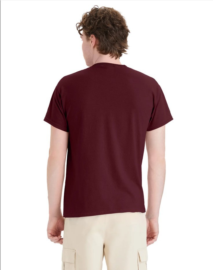 Hanes 5170 5XL EcoSmart Crewneck Short Sleeve Tee Pit to Pit 31" Unisex Maroon gallery