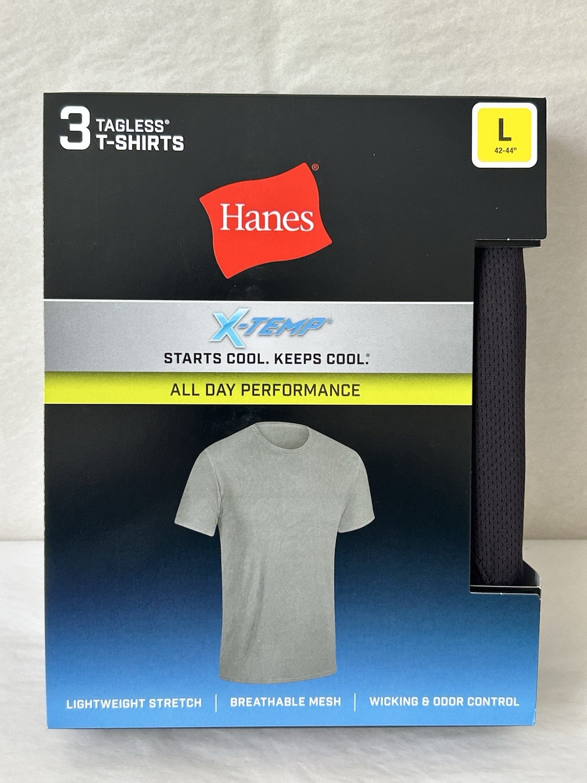 NEW Hanes 3-PACK T-shirt Tee X-Temp Breathable Mesh Stretch Wicking LARGE (HB13) gallery