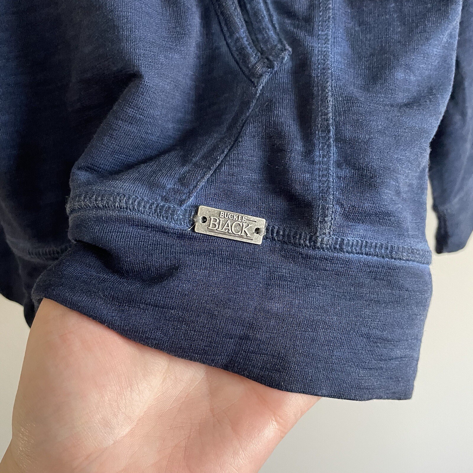 Buckle Black No 48 Men S Blue Standard Fit 4-Button Henley Hooded Pocketed Shirt gallery