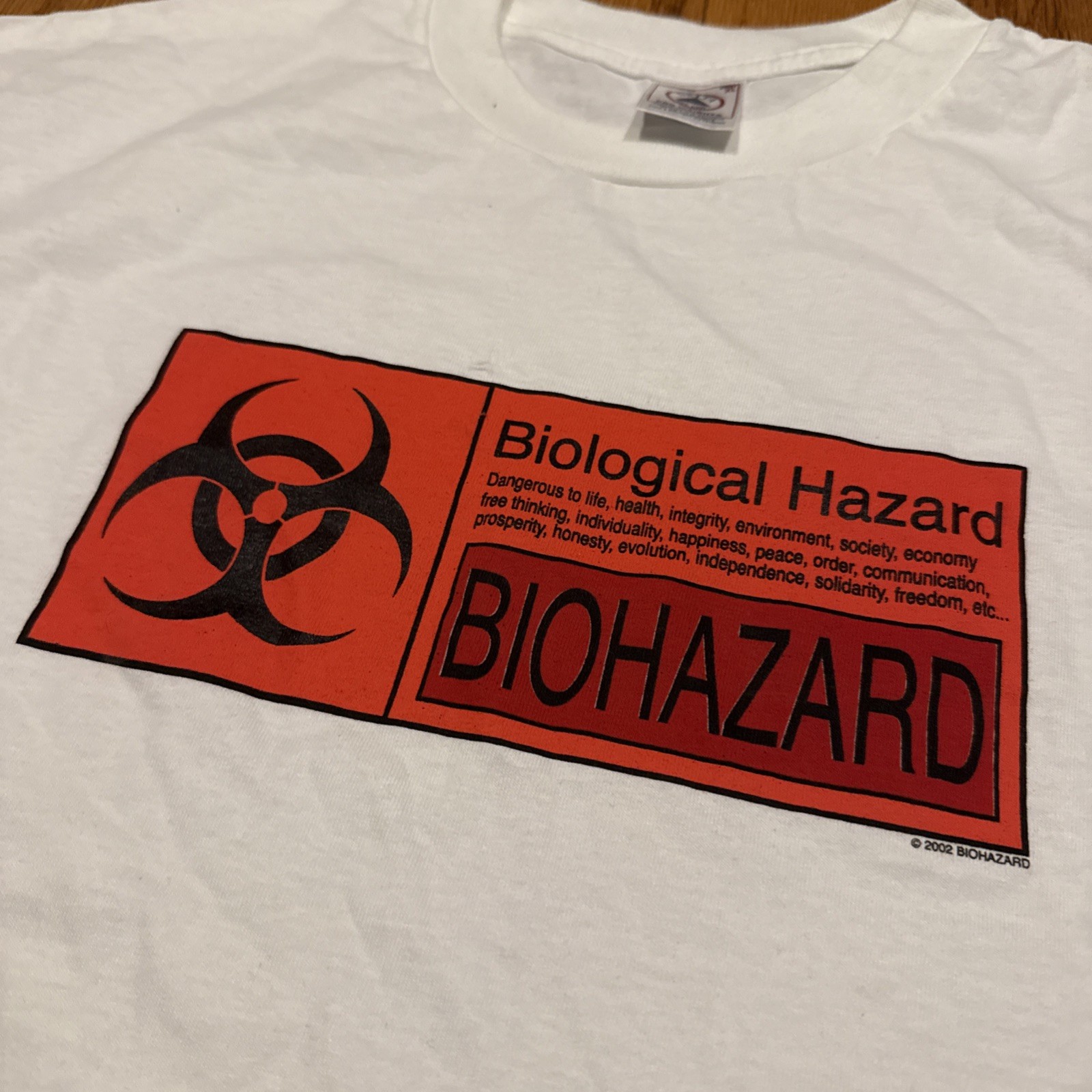 Vintage Biohazard Shirt Mens XL 2002 Graphic Delta Pro Weight White Graphic gallery