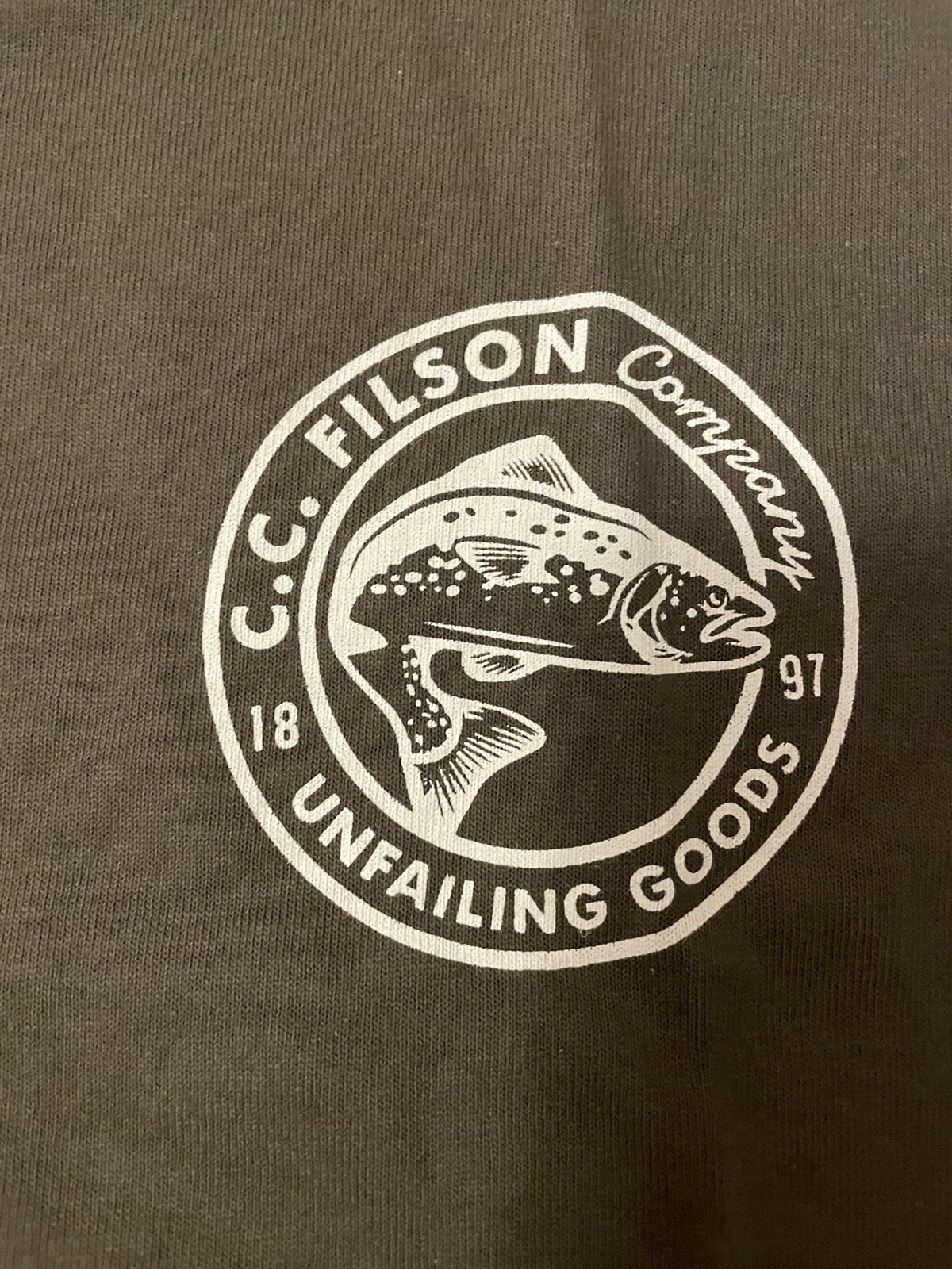 New! $60 Filson Pioneer Graphic Long Sleeve T-shirt Mens Sz M Made In USA. Olive gallery