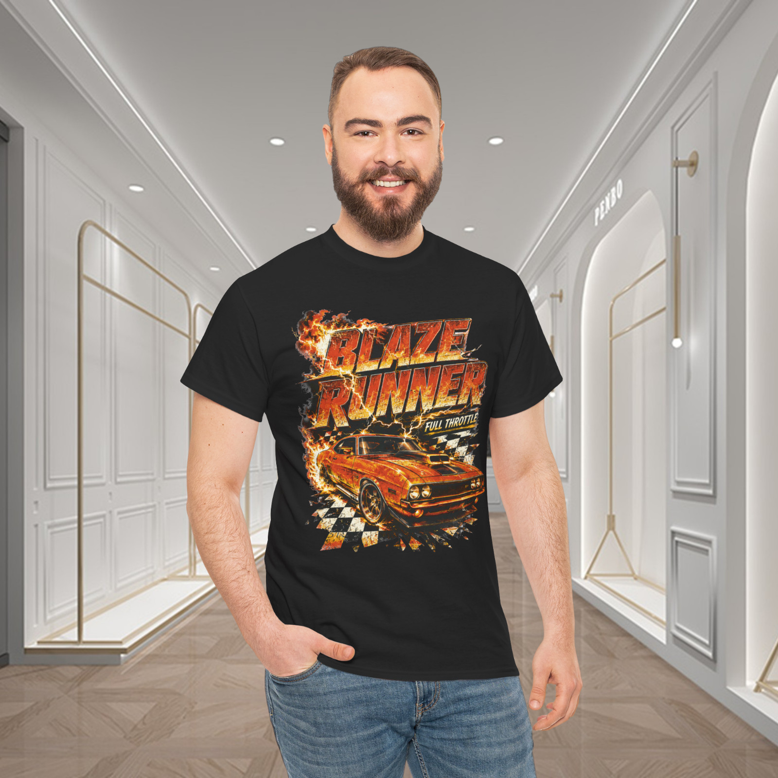 Blaze Runner Full Throttle Classic Muscle Car Graphic T-Shirt gallery